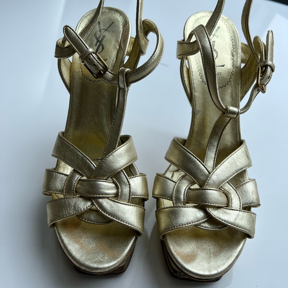 Gold YSL Tribute heels